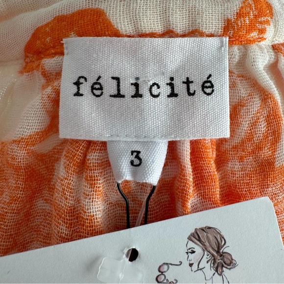 FELICITE short sleeve gauze print top in palm orange women’s size Medium NEW - Picture 6 of 11